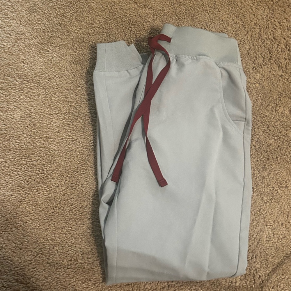 Figs Cement Joggers with Burgundy Drawstring XS/P